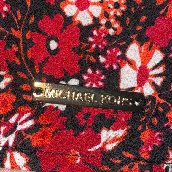 Michael Kors V-Neck Ruffled Short Sleeve Blouse Floral Womens Sz XL - Picture 2 of 4